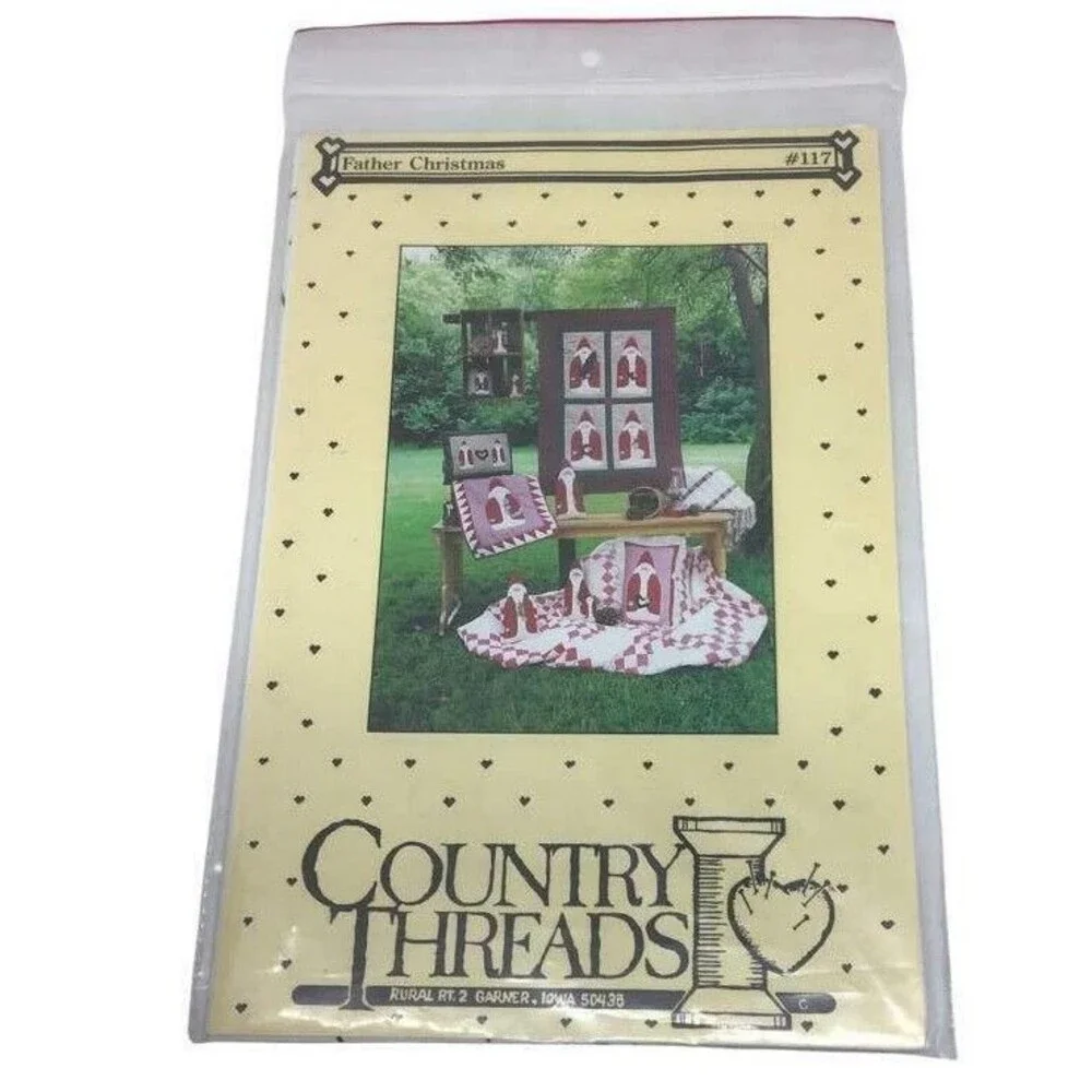 Quilt Father Christmas Pillow Wall Hanging Stuffed Doll Pattern Craft Country
